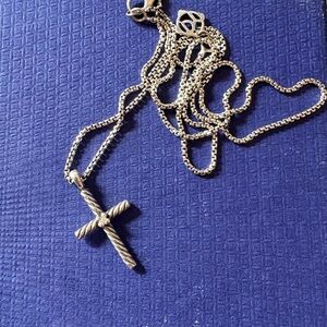 David Yurman Silver Cross Necklace